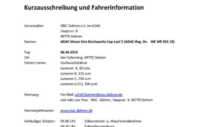 ADAC Weser Ems Nachwuchs Cup – Kurzbeschreibung und Fahrerinformation